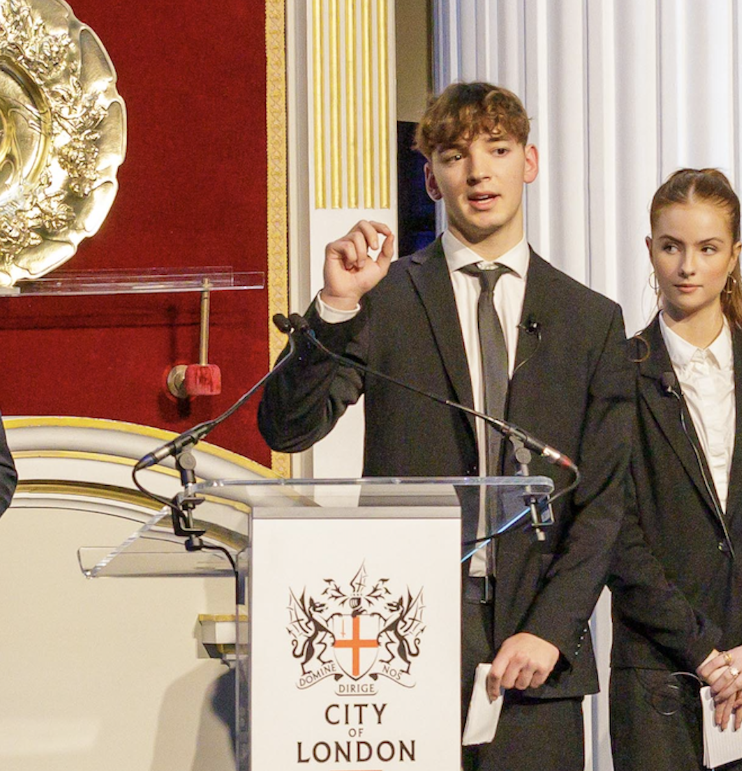 Karol Wyroba speaking at City of London business competition